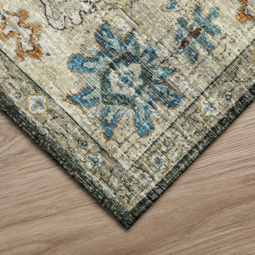 Indoor/Outdoor Marbella MB6 Olive Machine Washable 10' x 10' Round Rug
