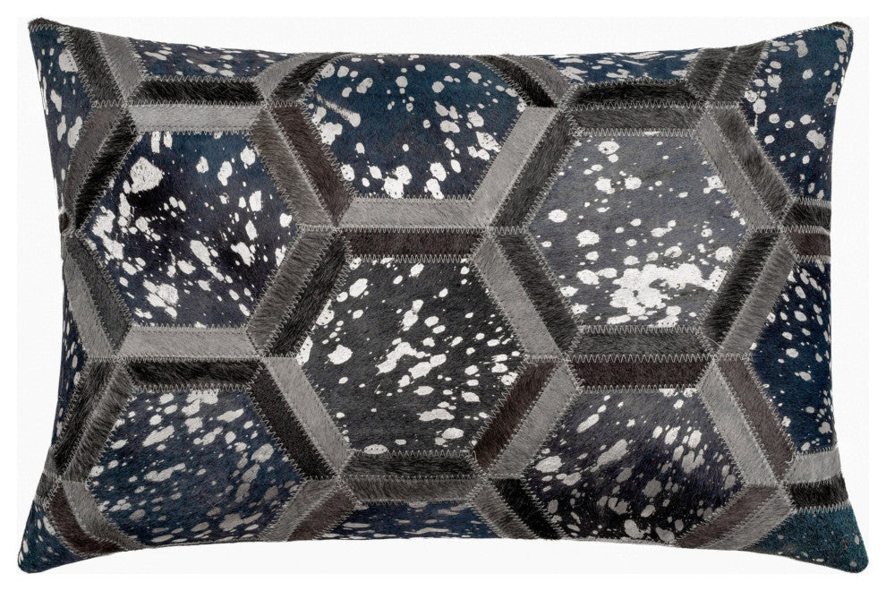 Canvello Cowhide Leather Throw Pillow Cover With Insert, 16"x24"