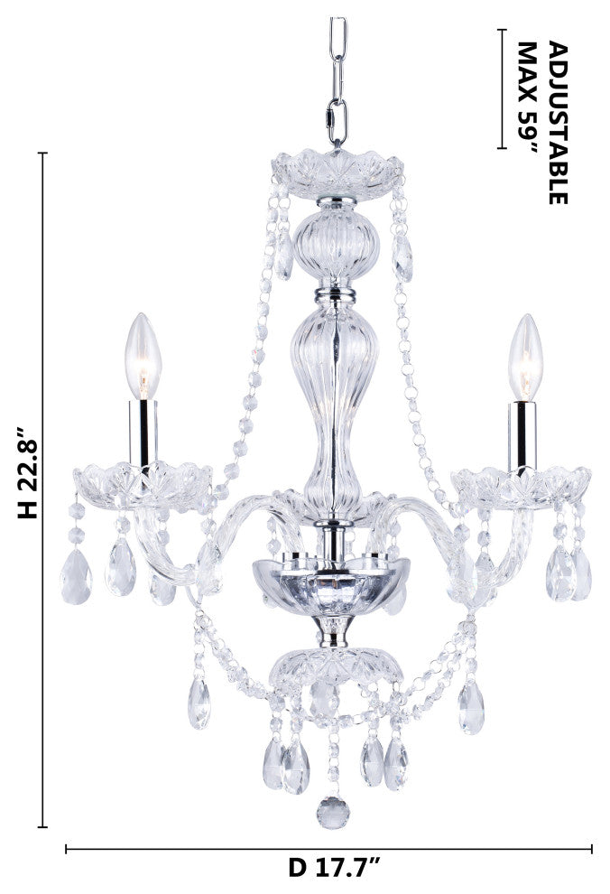 3-Light Crystal Chandelier with Chrome Finish