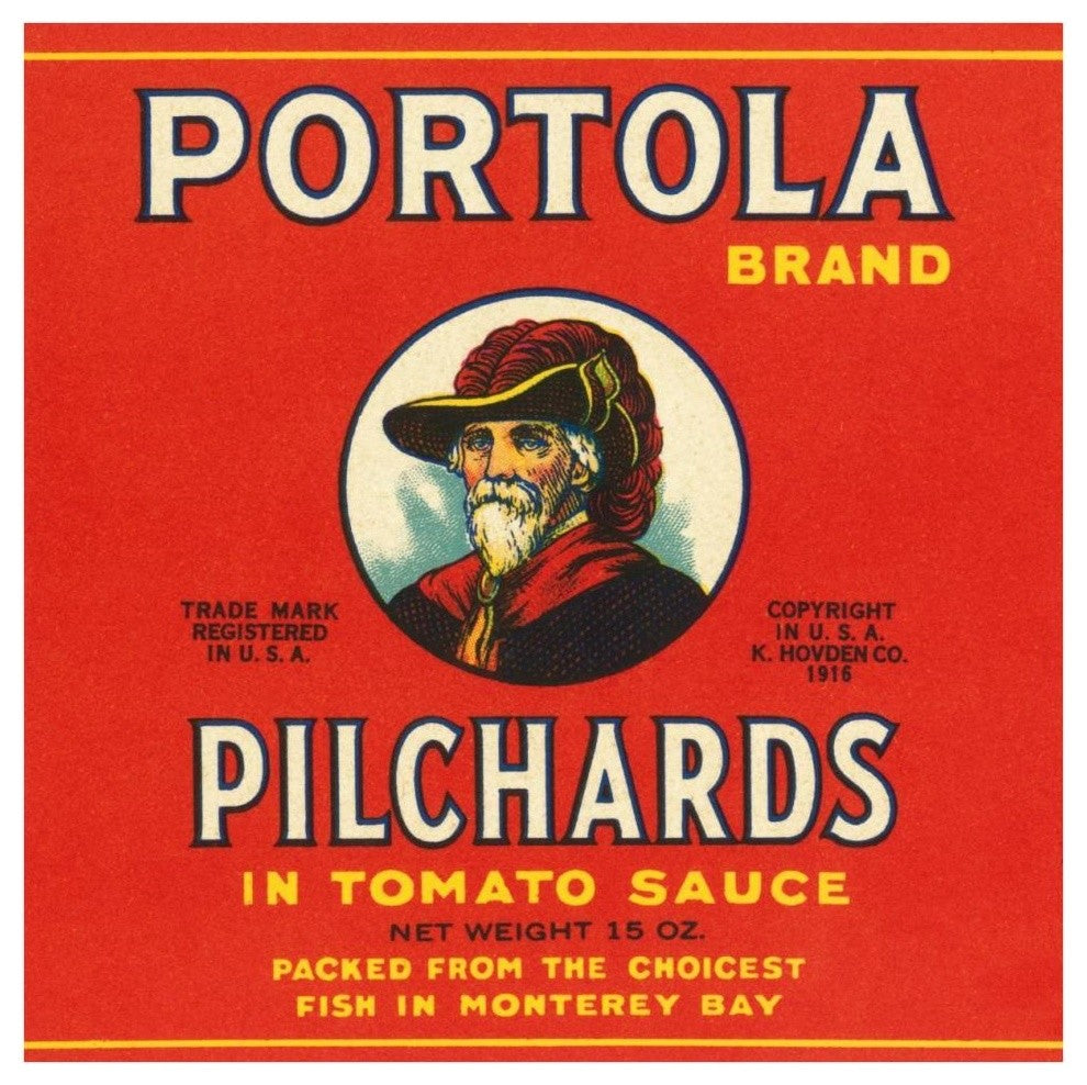 "Portola Brand Pilchards" Digital Paper Print by Retrolabel, 38"x38"