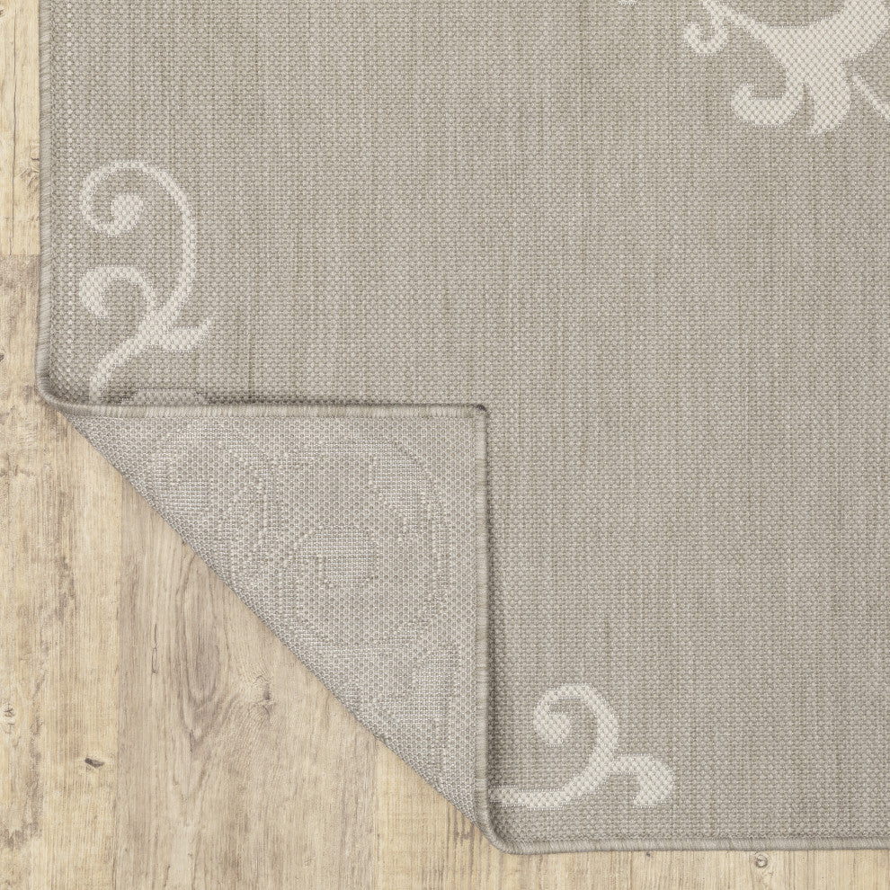 Parlan Floral Medallion Indoor-Outdoor Area Rug, Gray, 7''10"x10''