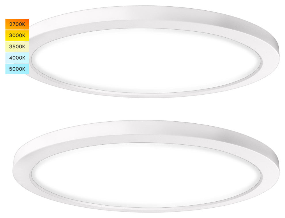 Luxrite 12" LED Flush Mount Ceiling Light 22W 5CCT 1600LM 2-Pack