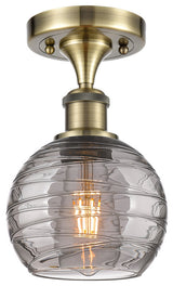 Deco Swirl 1-Light 6" Semi-Flush Mount Antique Brass