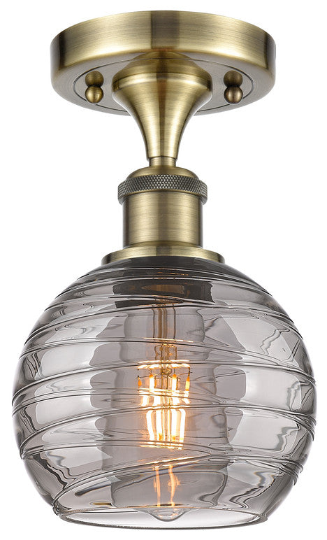 Deco Swirl 1-Light 6" Semi-Flush Mount Antique Brass