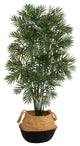 4' Parlor Palm Artificial Tree in Boho Chic Cotton & Jute Black Woven Planter