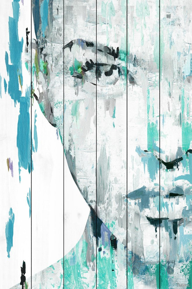 "Half Face Portrait" Painting Print on White Wood, 40"x60"