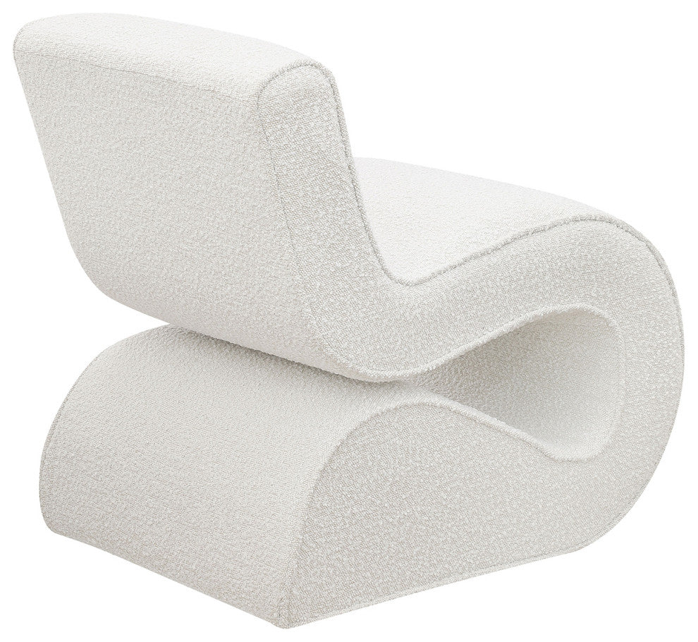 Boucle Upholstered Accent Chair With Curved Design, Cream