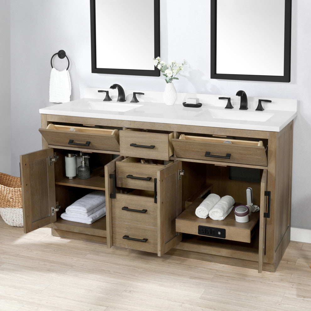 OVE Decors Bailey Vanity, Driftwood Oak, 60 Inches
