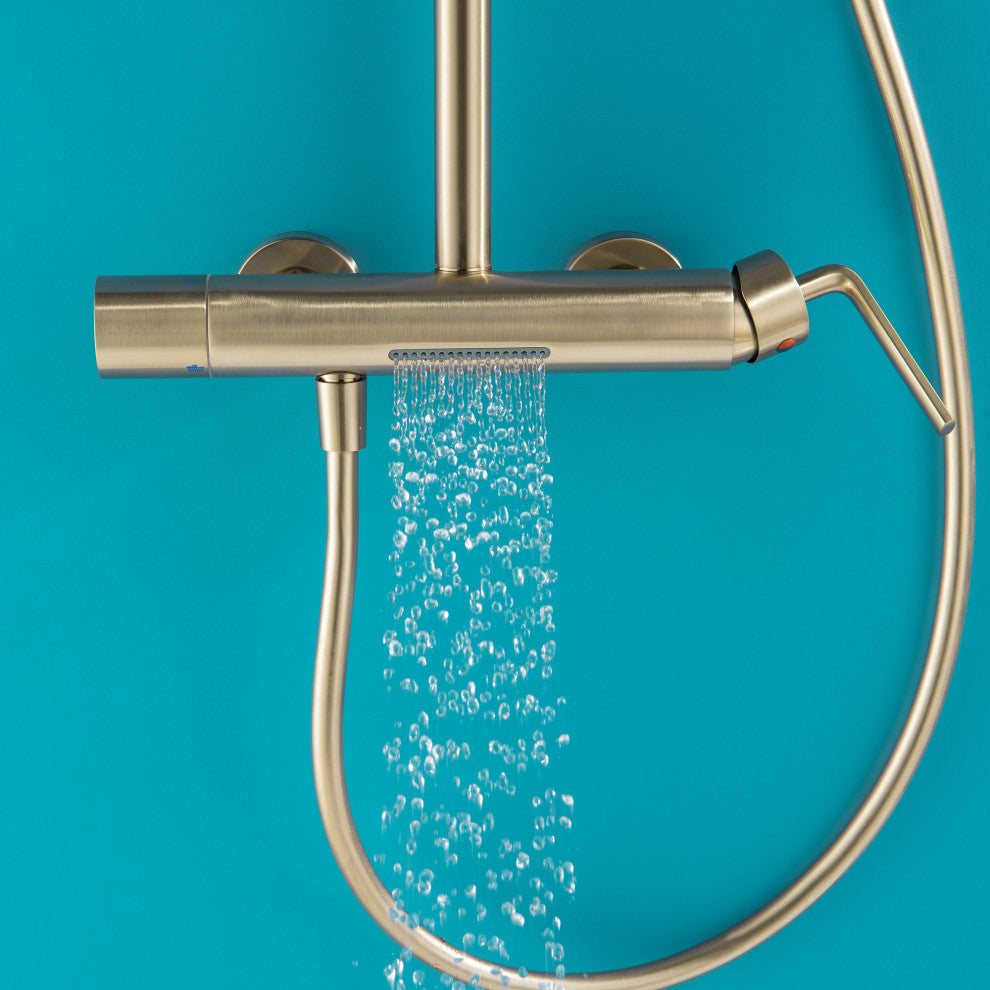 Trendy Design Multi-Function Complete Shower System With Rough-in Valve, Brushed