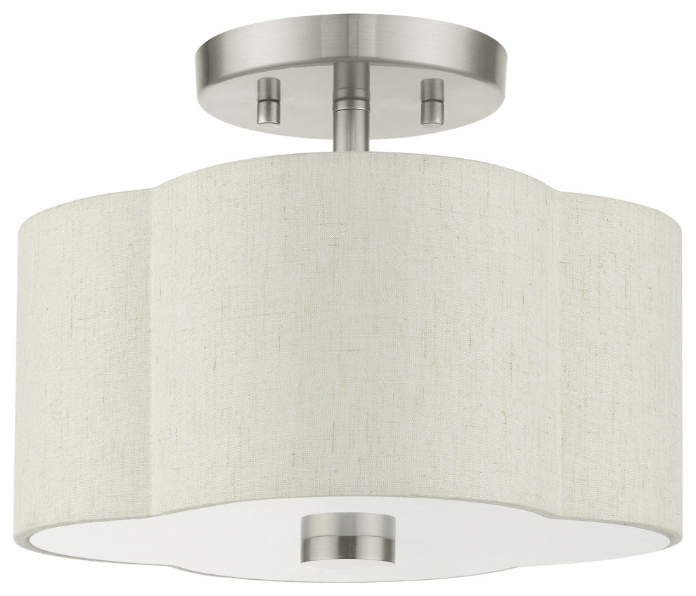 Brushed Nickel French Country, Floral, Transitional, Semi Flush