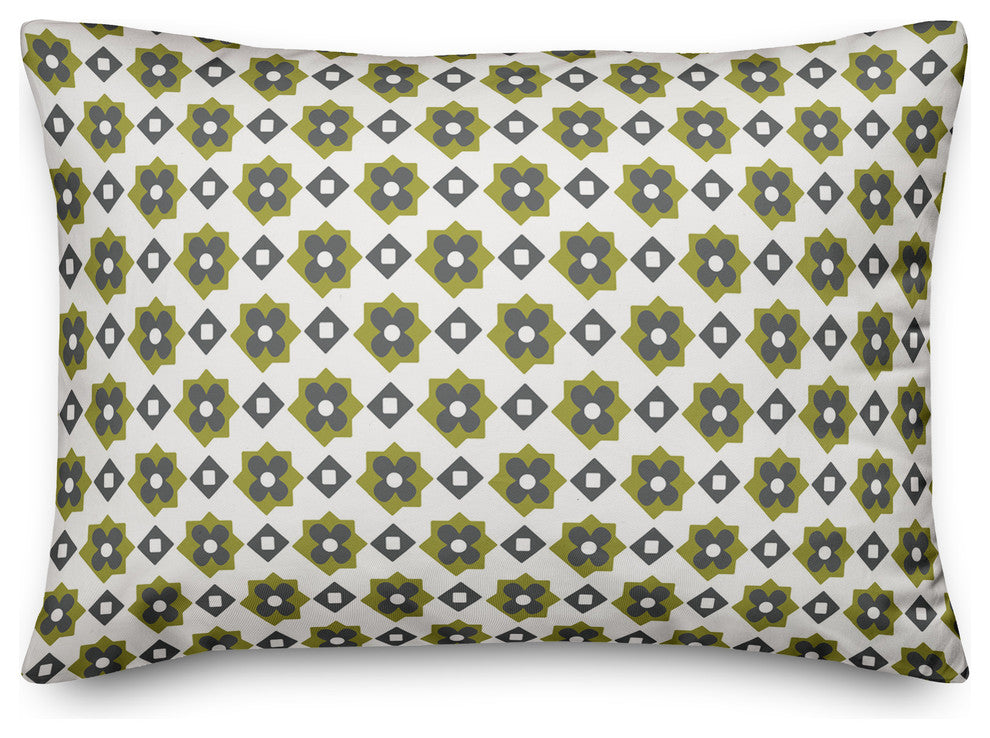Green Flower Pattern Throw Pillow