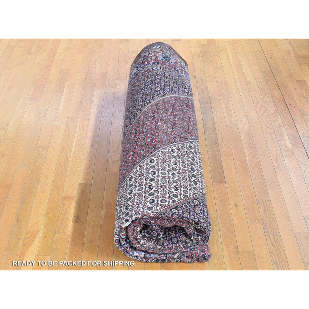 Rust Red Persian Bijar 400 KPSI Wool And Silk Handmade Oversized Rug 11'3"x16'0"
