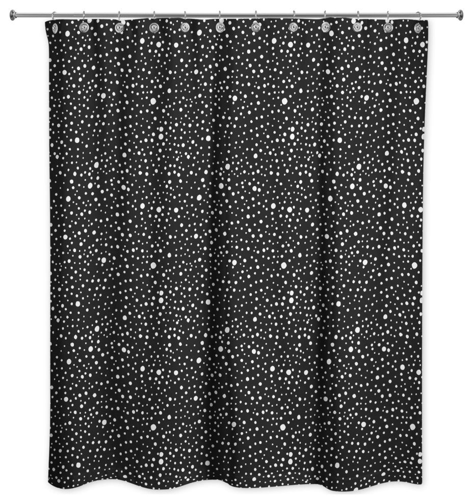 Black White Snow Dot Pattern 1 71x74 Shower Curtain