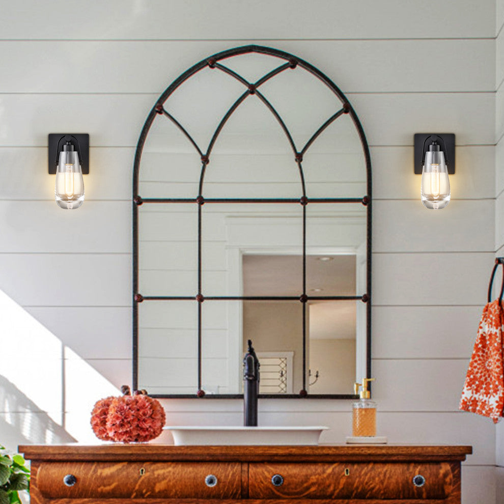 Black Raindrop Wall Sconce With Clear Glass