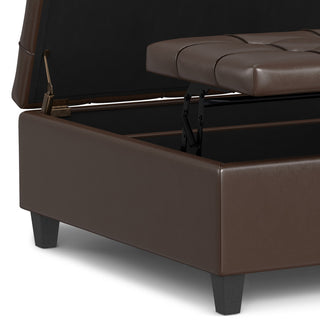 Harrison Large Square Coffee Table Storage Ottoman, Chocolate Brown
