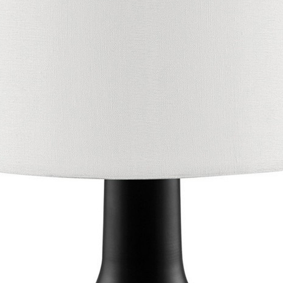 Benzara BM240453 Table Lamp With Teardrop Metal Base and Fabric Shade, Black