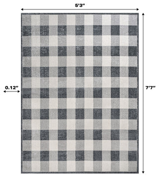 Gradient Plaid Cottage Machine-Washable Light Gray/Dark Gray/Cream 8x10 Area Rug