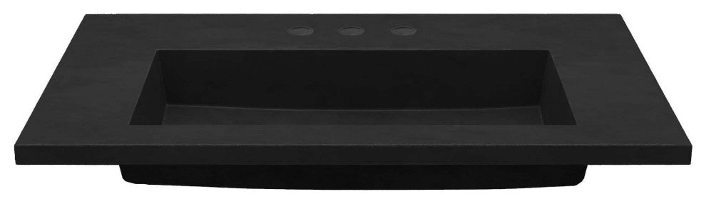 36" Capistrano Vanity Top with Integral Sink, Charcoal, 8" Widespread Faucet
