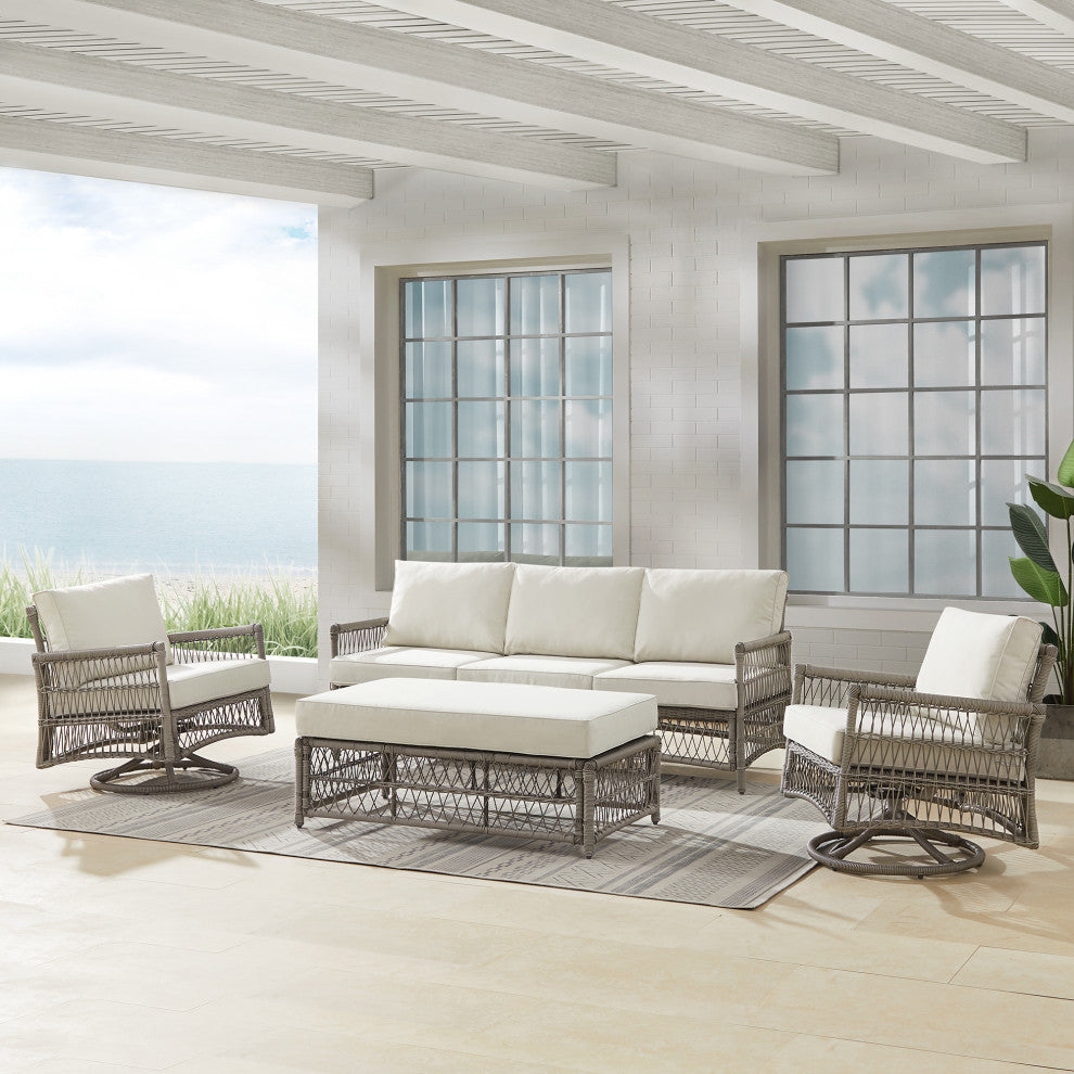 Thatcher 4Pc Wicker Outdoor Sofa And Swivel Rocker Set