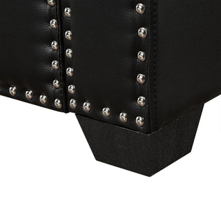 Veber PU Leather Nailhead Trim Storage Ottoman Bench, Black