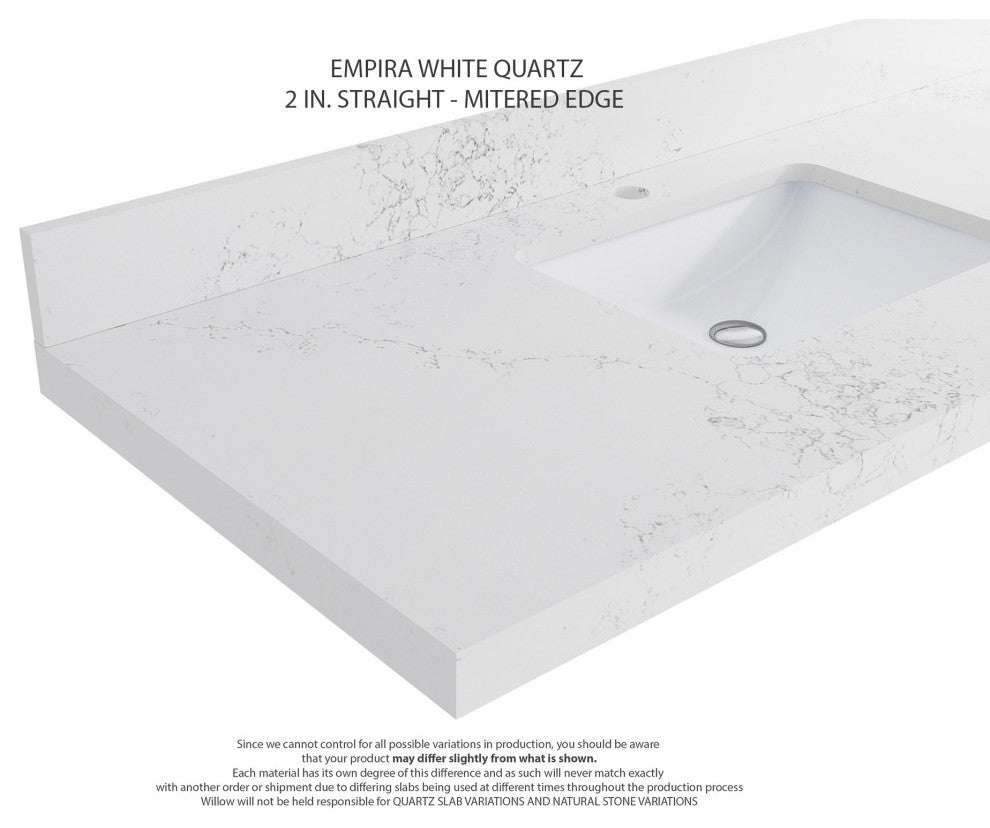 Chicago 72" Double Sink Bathroom Vanity, White 2" Empira Quartz