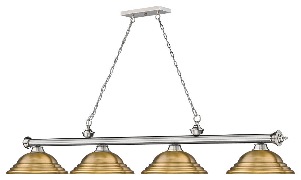 Zlite 2306-4BN-SRB 4-Light Billiard, Rubbed Brass
