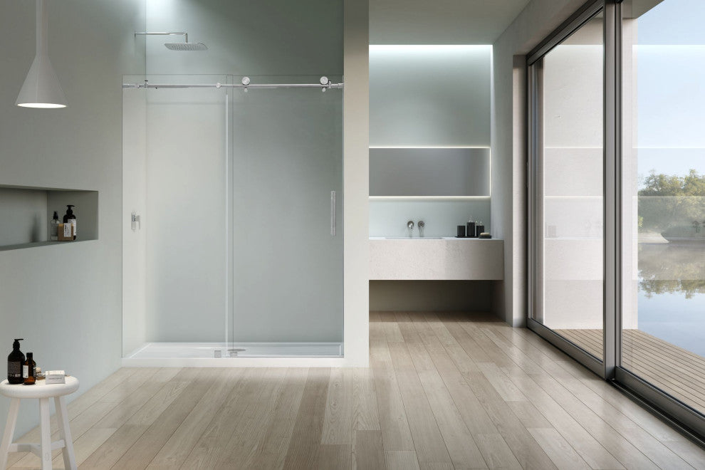 56"“60"Wx76" Frameless Sliding Shower Door With Clear Glass