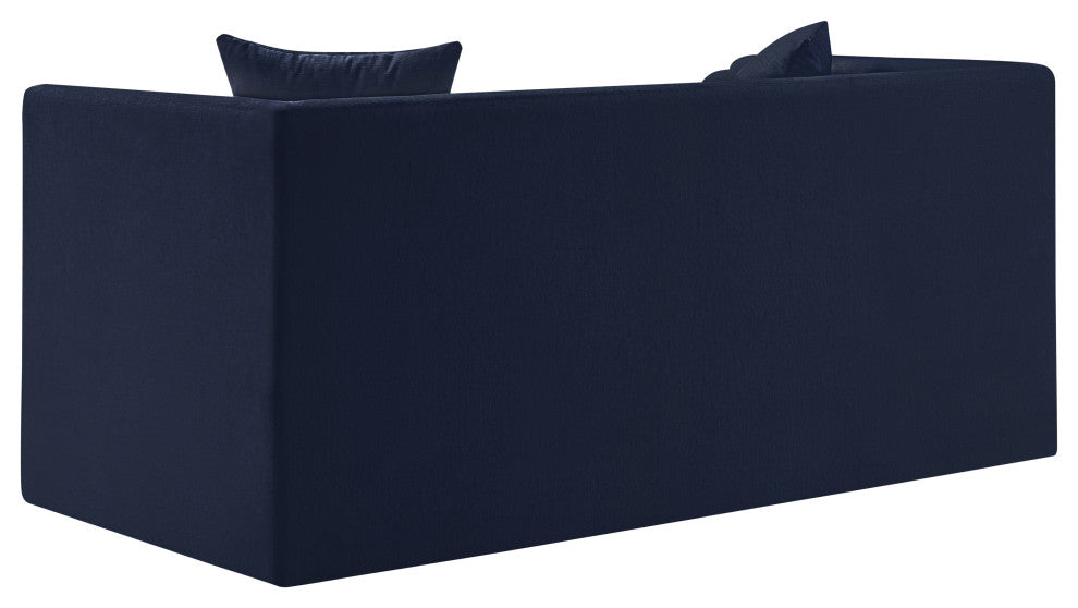 Everett Upholstered Loveseat, Navy, Chenille Fabric