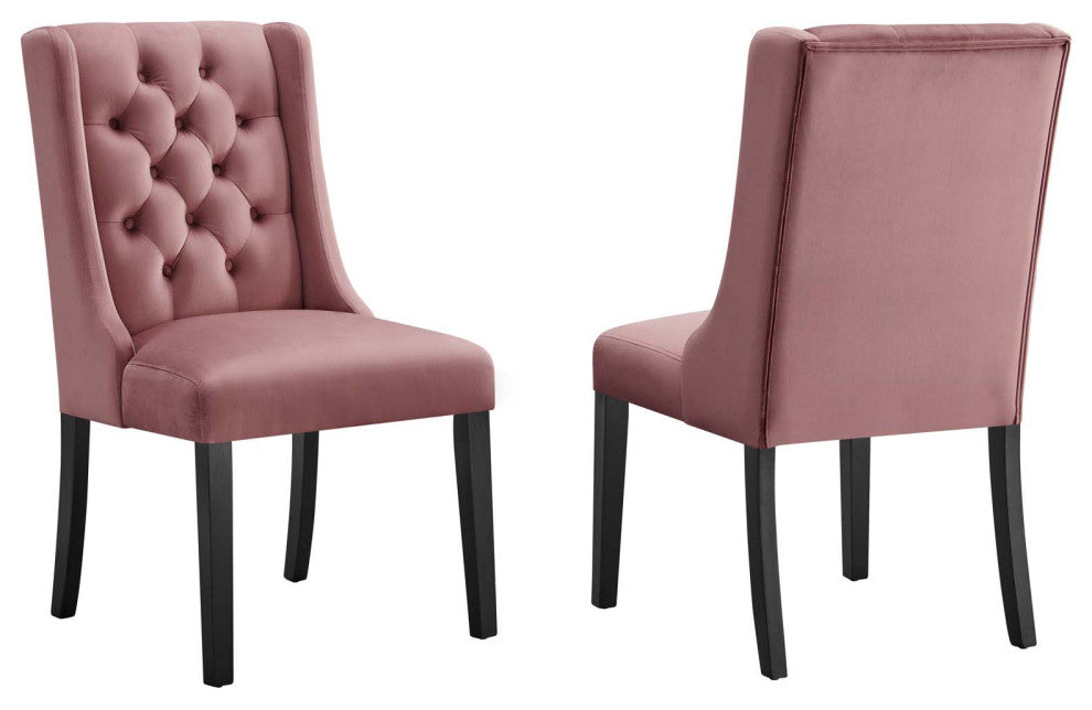 Baronet Performance Velvet Dining Chairs, Set of 2, Dusty Rose