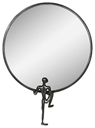 Metal, 24", Mirror With Man Deco, Gold