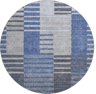 Premium Machine Washable Mayfield AMF687 Blue 8' x 8' Round Rug