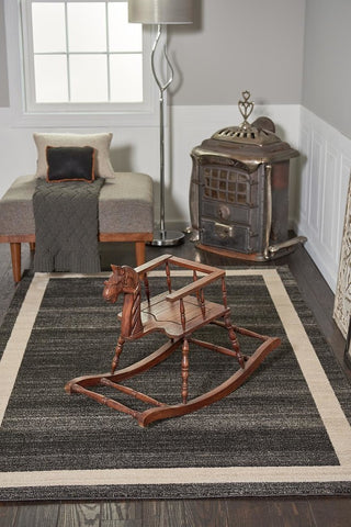 Unique Loom Black Del Mar Maria 6' 0 x 6' 0 Round Rug