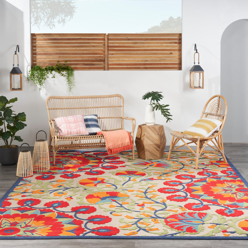 Nourison Aloha 9' x 12' Red/Multi Transitional Area Rug