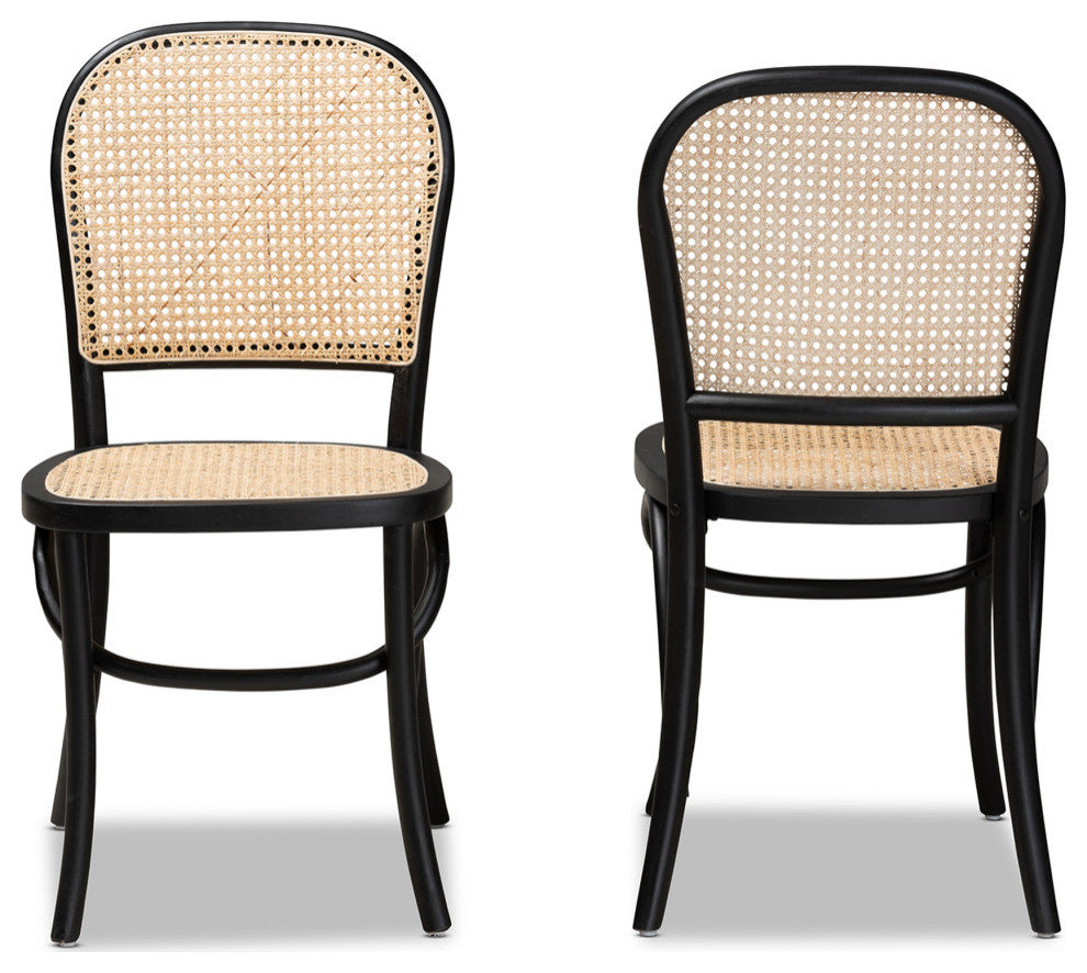 Jolyn Mid-Century 2-Piece Dining Chairs, Black