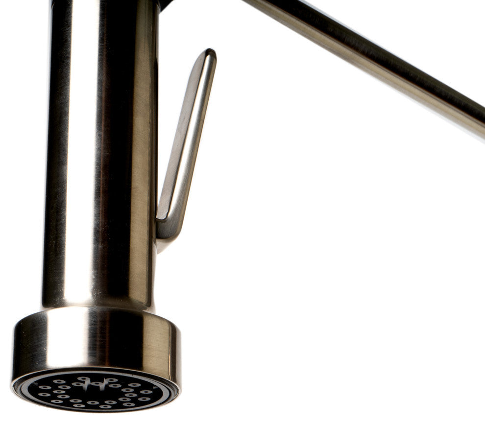 Double Spout Commercial Spring Kitchen Faucet, Brushed Nickel