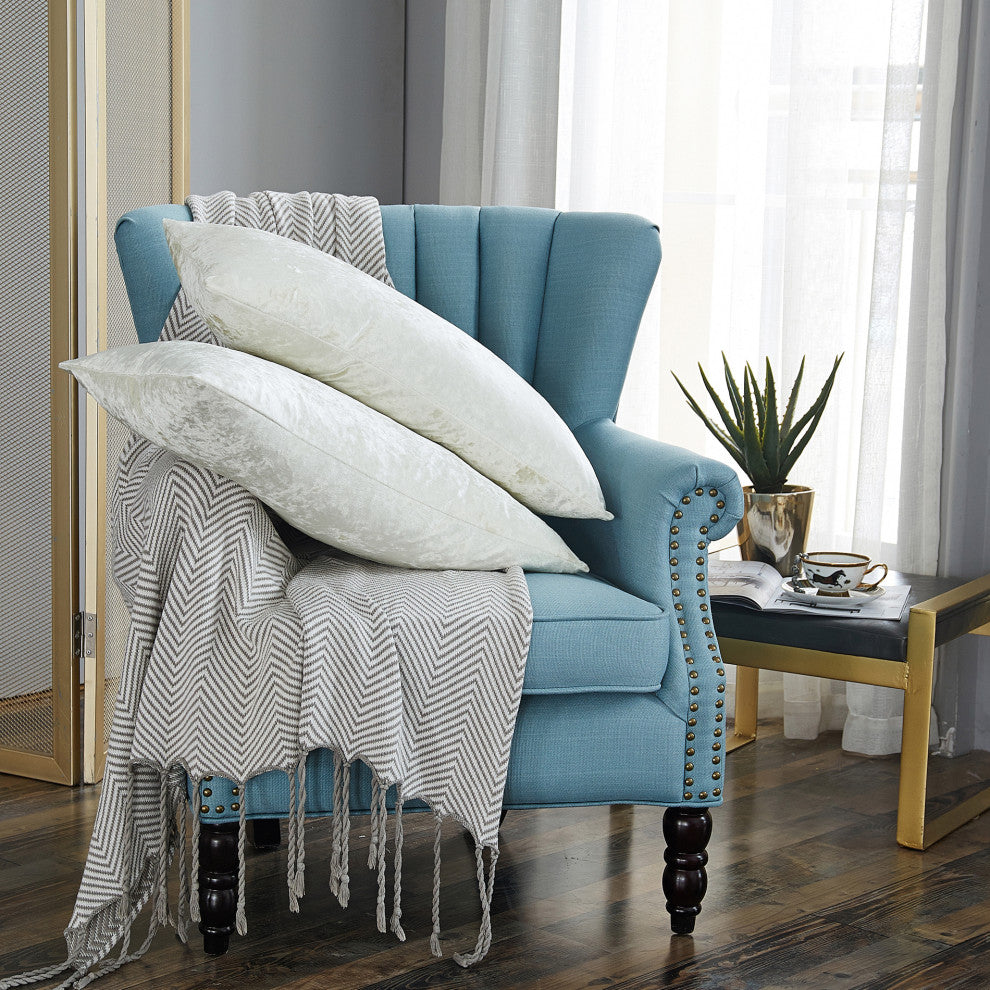 Crushed Velvet Pillow Cover 2 Piece Set, Gardenia, 14" X 26"