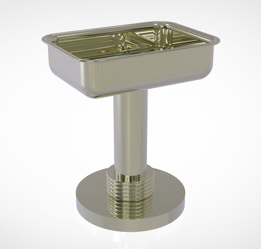 Vanity Top Soap Dish with Groovy Accents, Polished Nickel