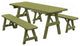 Pine Traditional Table With 2 Benches, Linden Leaf Stain, 6 Foot, 2 Benches