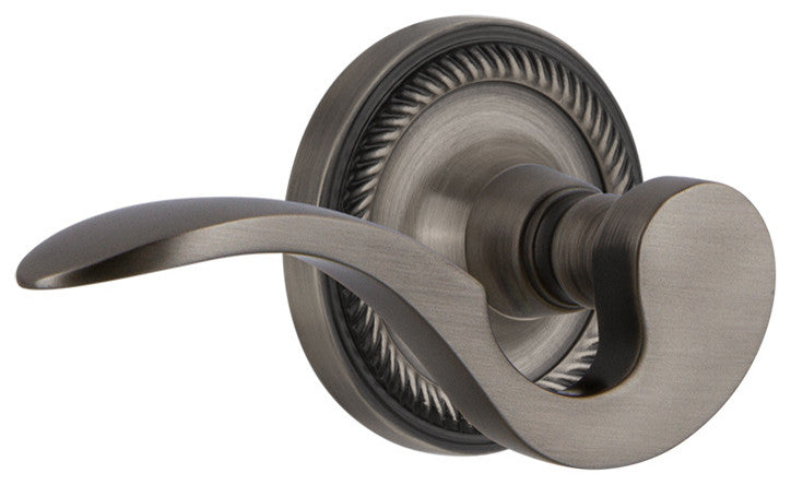 Rope Rose With Manor Lever, Antique Pewter, Privacy, Right-Handed