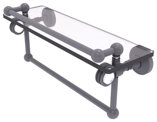 Pacific Grove 16" Dotted Glass Shelf and Towel Bar, Matte Gray