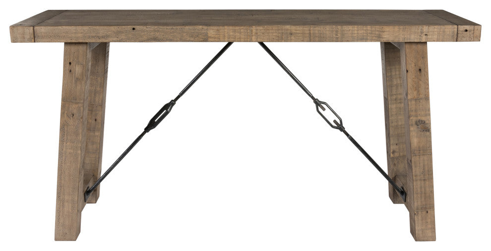 Benzara BM203611 Reclaimed Wood Console Table With Grains, Weathered Gray