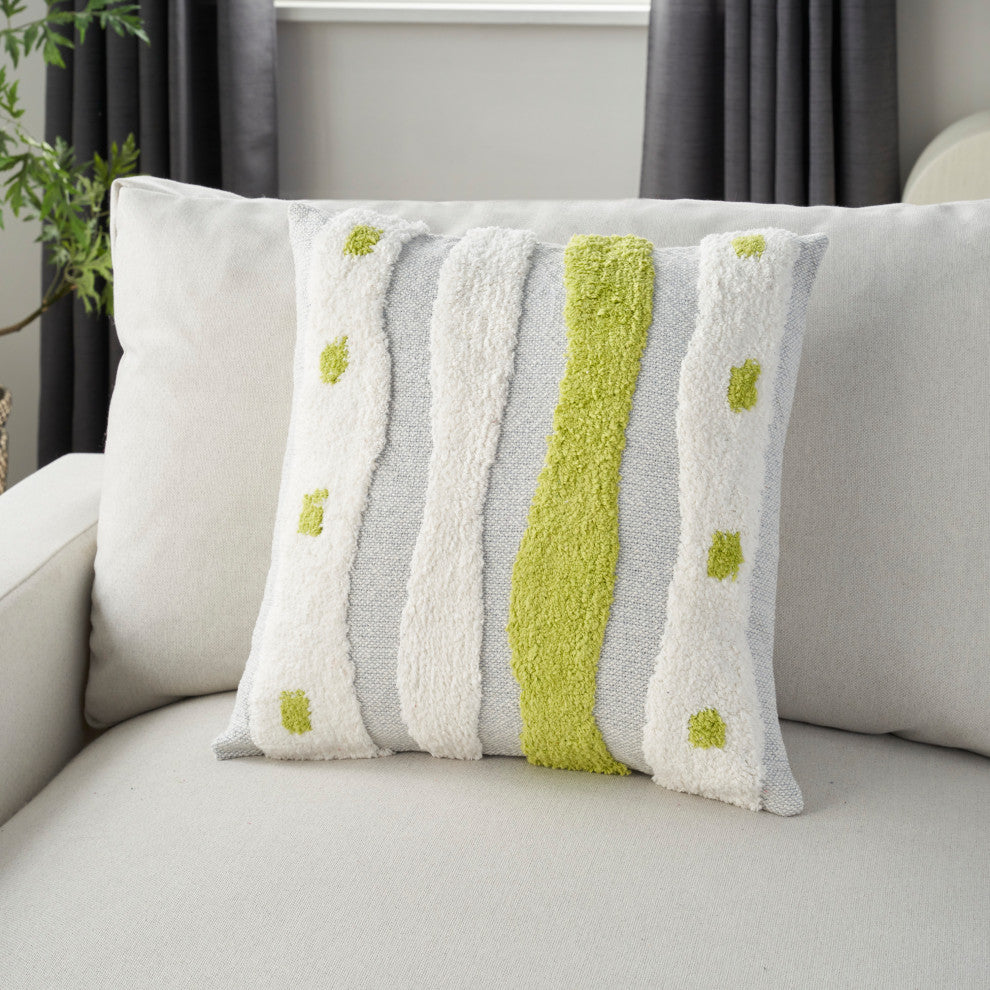 Mina Victory CN980 Throw Pillow, Lime, 18" x 18"