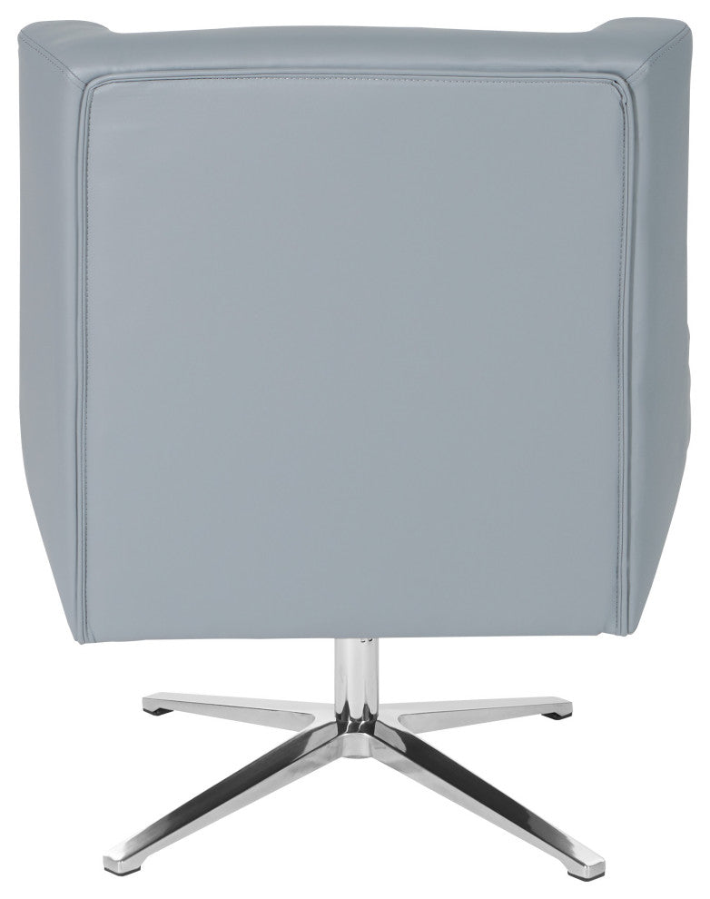 Faux Leather Guest Chair, White Faux Leather and Aluminum Base, Charcoal Gray