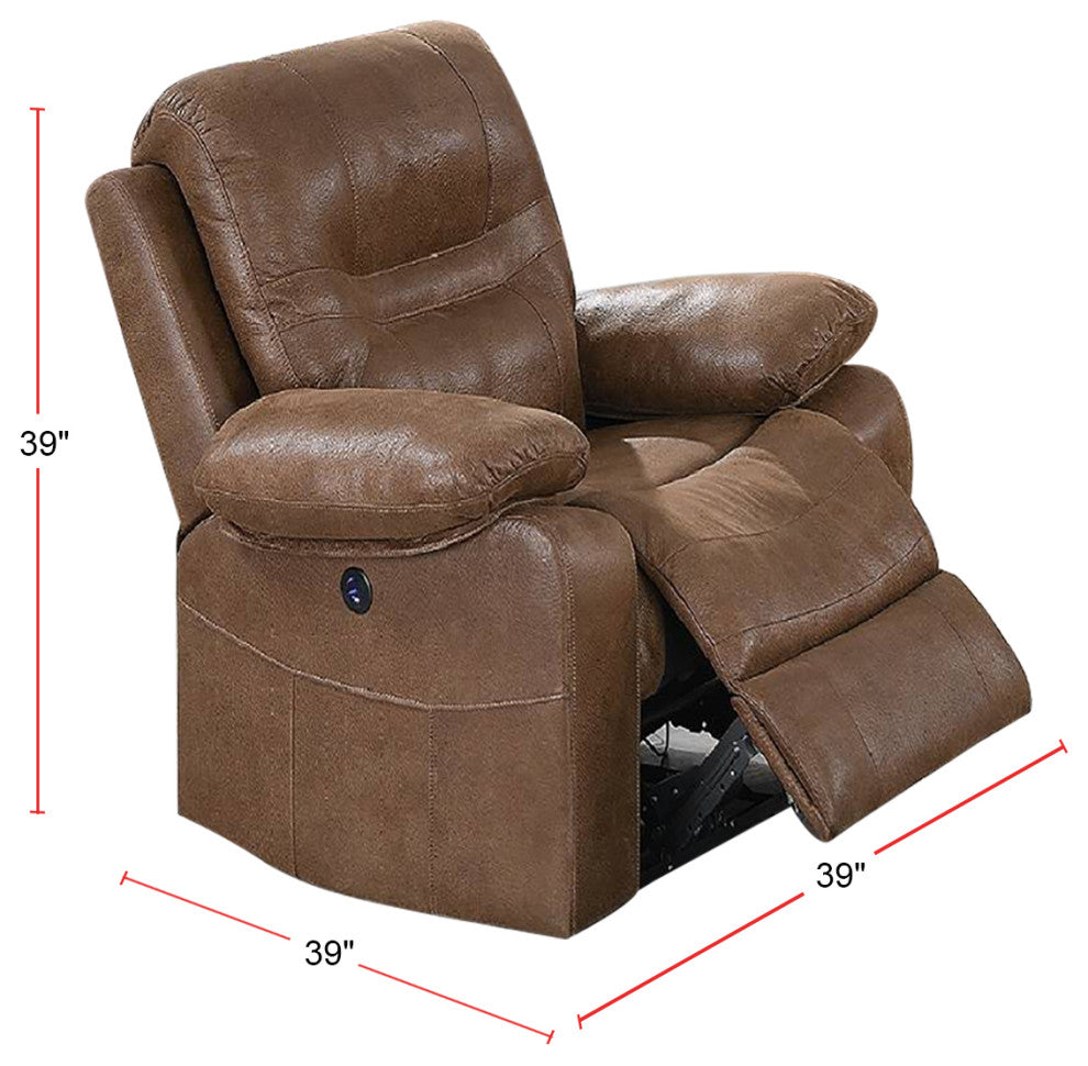 Breathable Leathrette Rocker Recliner, Dark Brown
