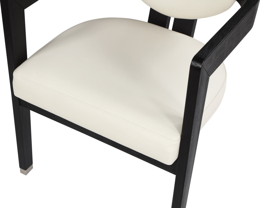 Carlyle Faux Leather Upholstered Dining Chair, Cream, Black Finish