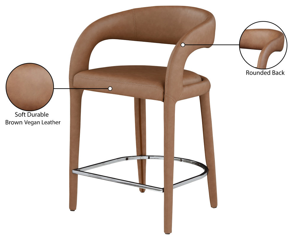 Sylvester Faux Leather Stool, Brown
