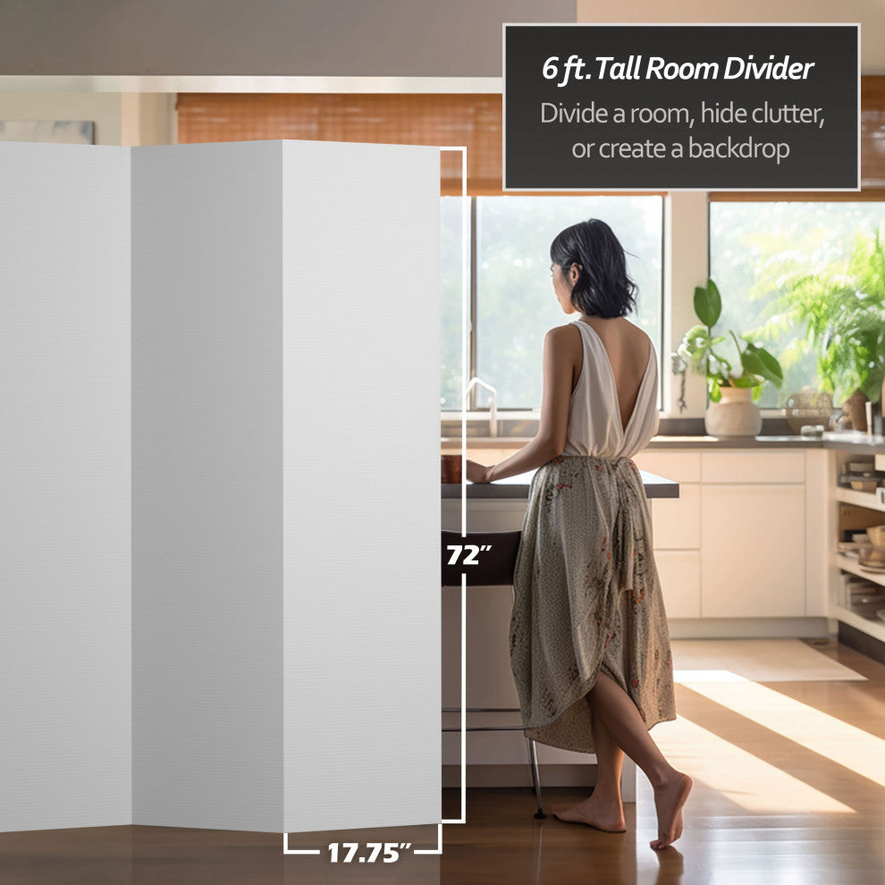 6' Tall White Cardboard Room Divider 5 Panel