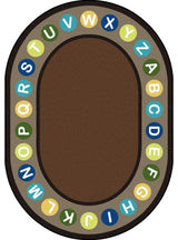 Kid Essentials Rug, Alphabet Spots, Earthtone, 5'4"x7'8" Oval