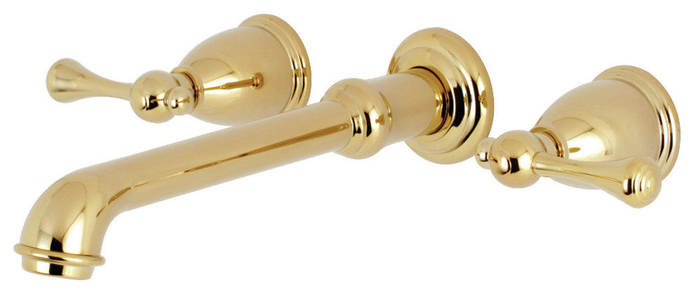 Kingston Brass Two-Handle Wall Mount Tub Faucet, Polished Brass