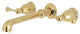Kingston Brass Two-Handle Wall Mount Tub Faucet, Polished Brass